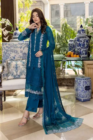 Glamour Glow | Azure Luxe Embroidered 3pcs Collections 2023