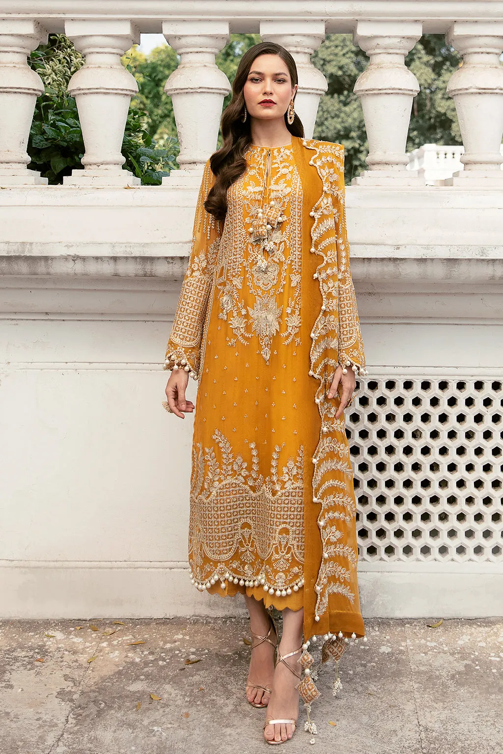 Golden Hour | Afrozeh LA Fuchsia'22 Collection | Unstitched Chiffon Suits