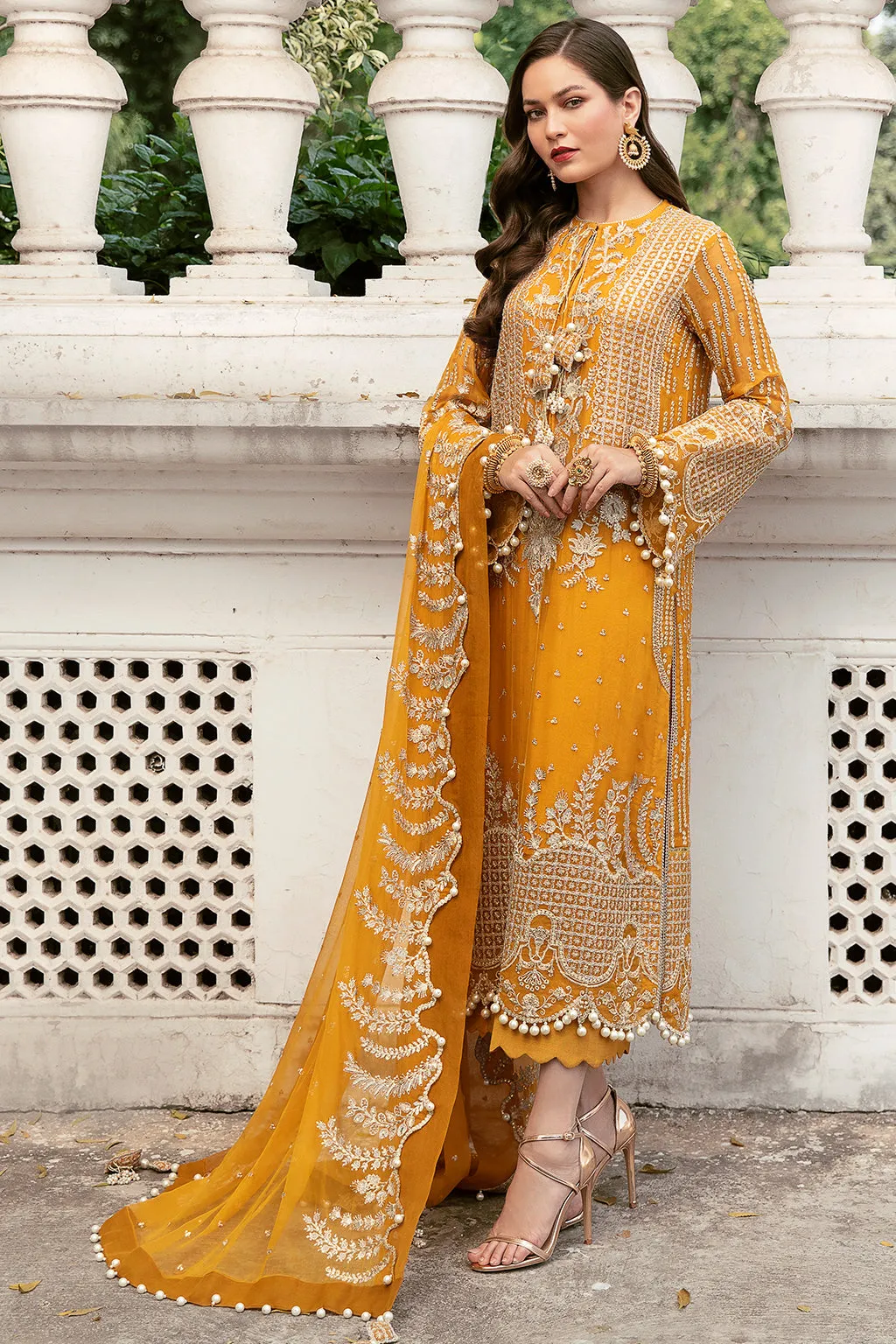 Golden Hour | Afrozeh LA Fuchsia'22 Collection | Unstitched Chiffon Suits