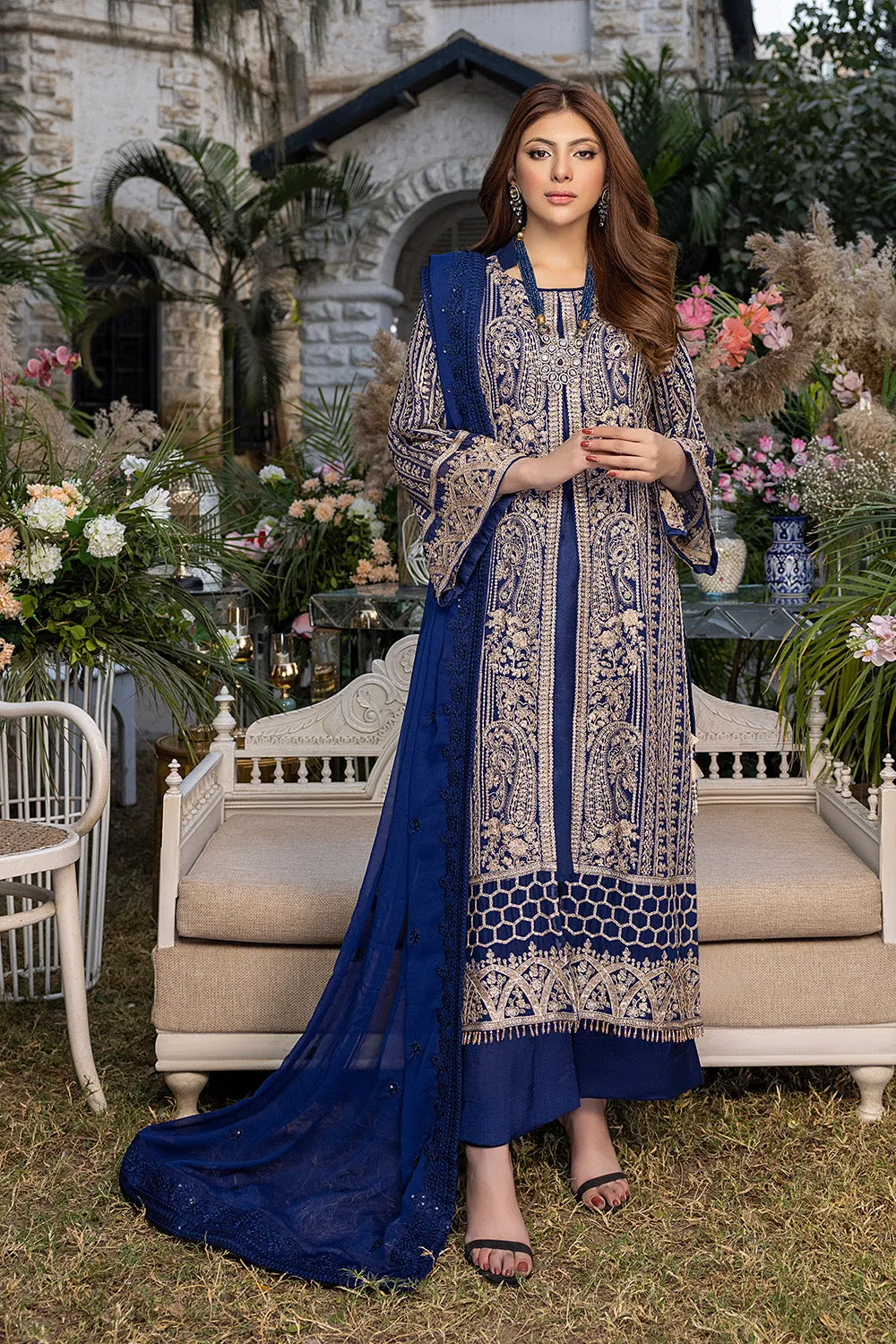 Granite | Azure Luxe Embroidered 3pcs Collections 2023