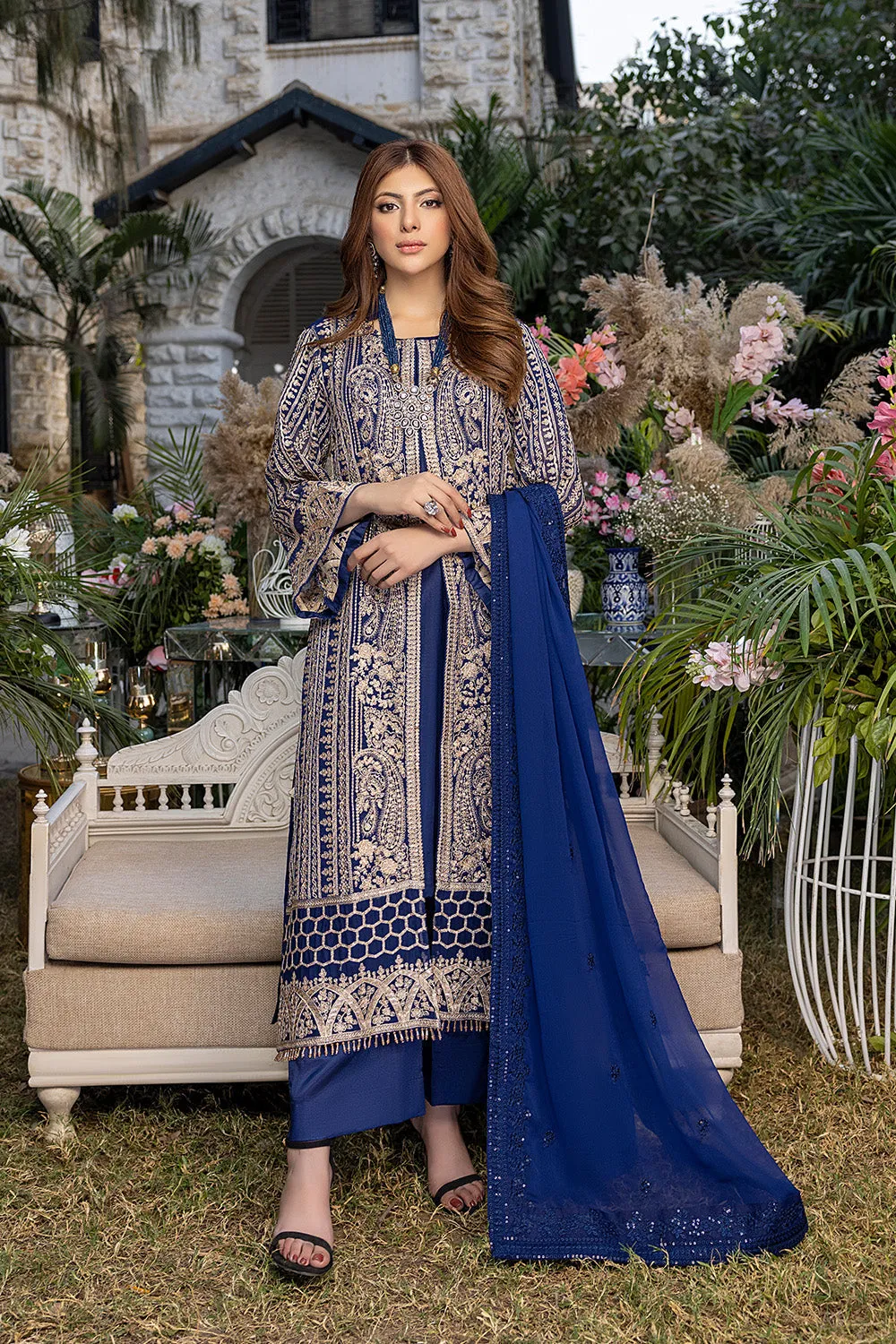 Granite | Azure Luxe Embroidered 3pcs Collections 2023
