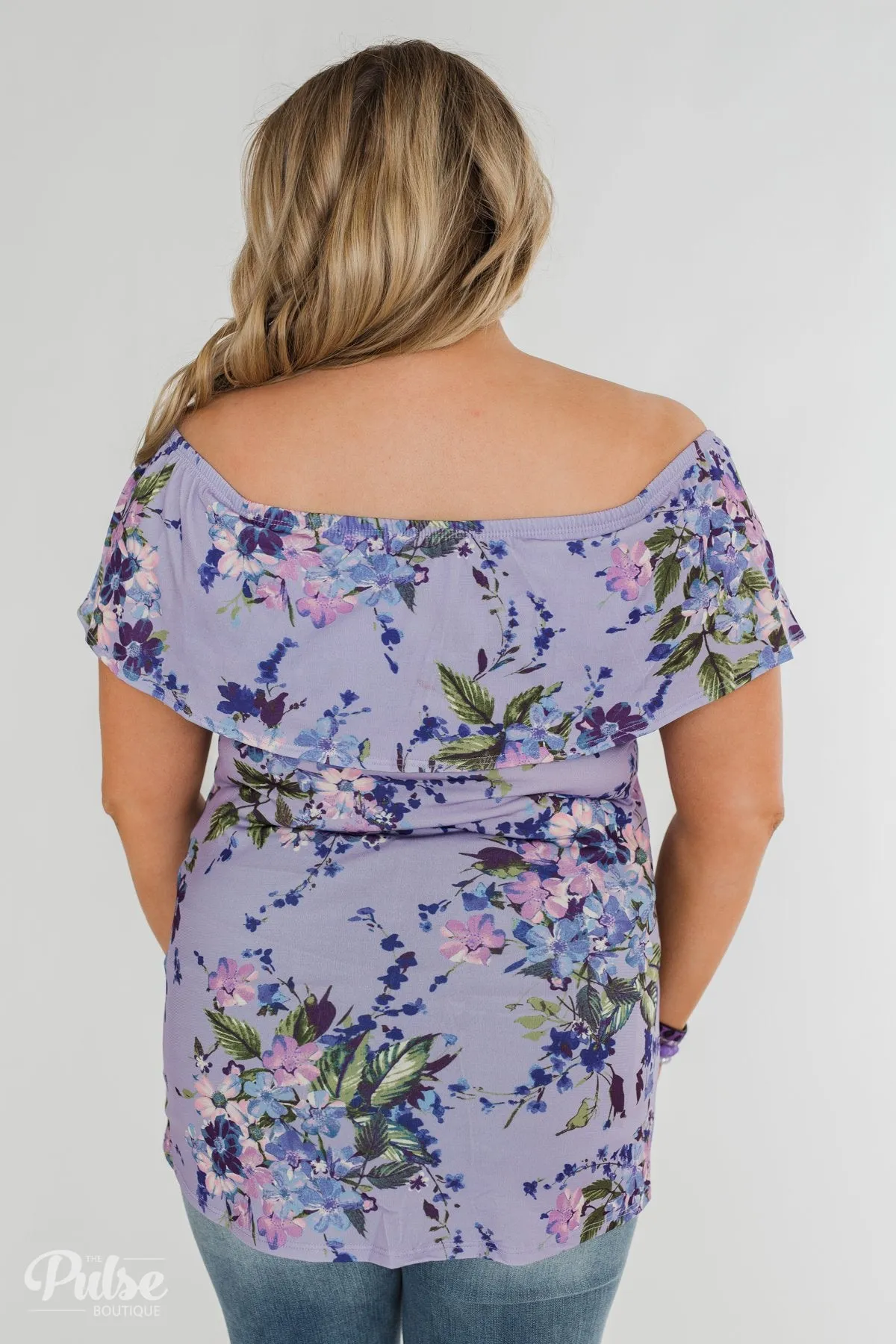 Grow With Me Off the Shoulder Floral Top- Light Violet