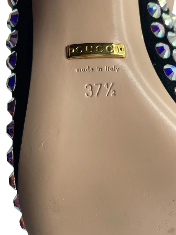 Gucci Embellished Suede Mules Women's 37.5 = US 7.5