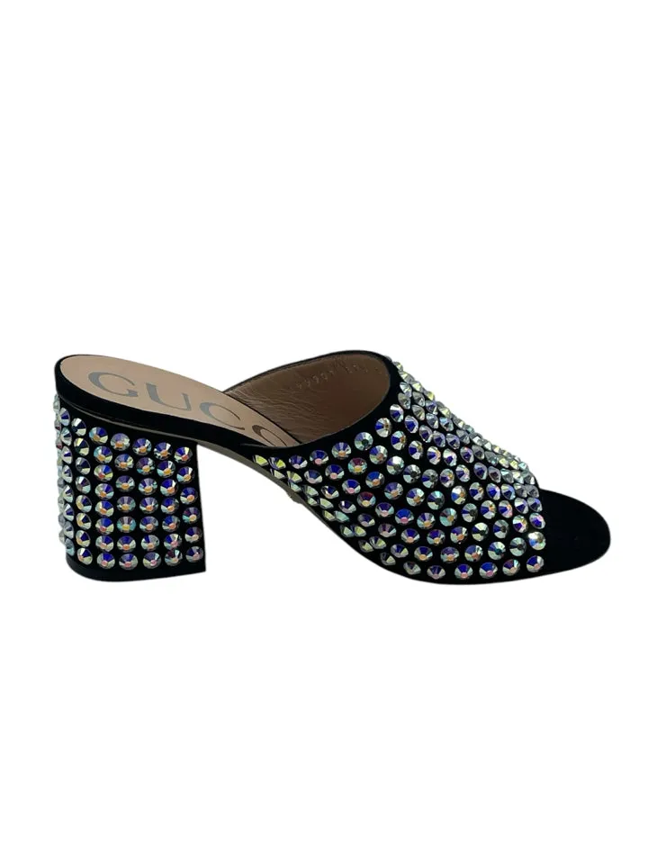 Gucci Embellished Suede Mules Women's 37.5 = US 7.5