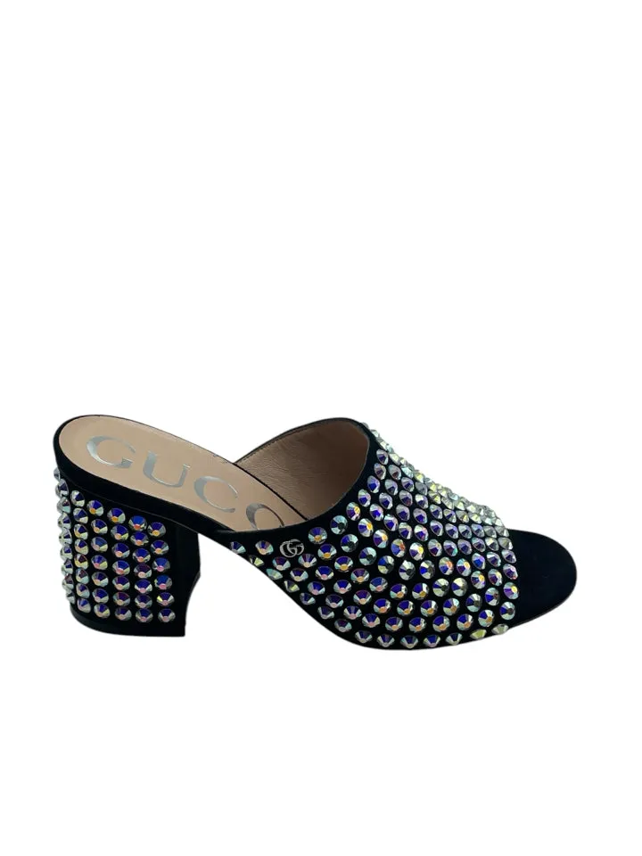 Gucci Embellished Suede Mules Women's 37.5 = US 7.5