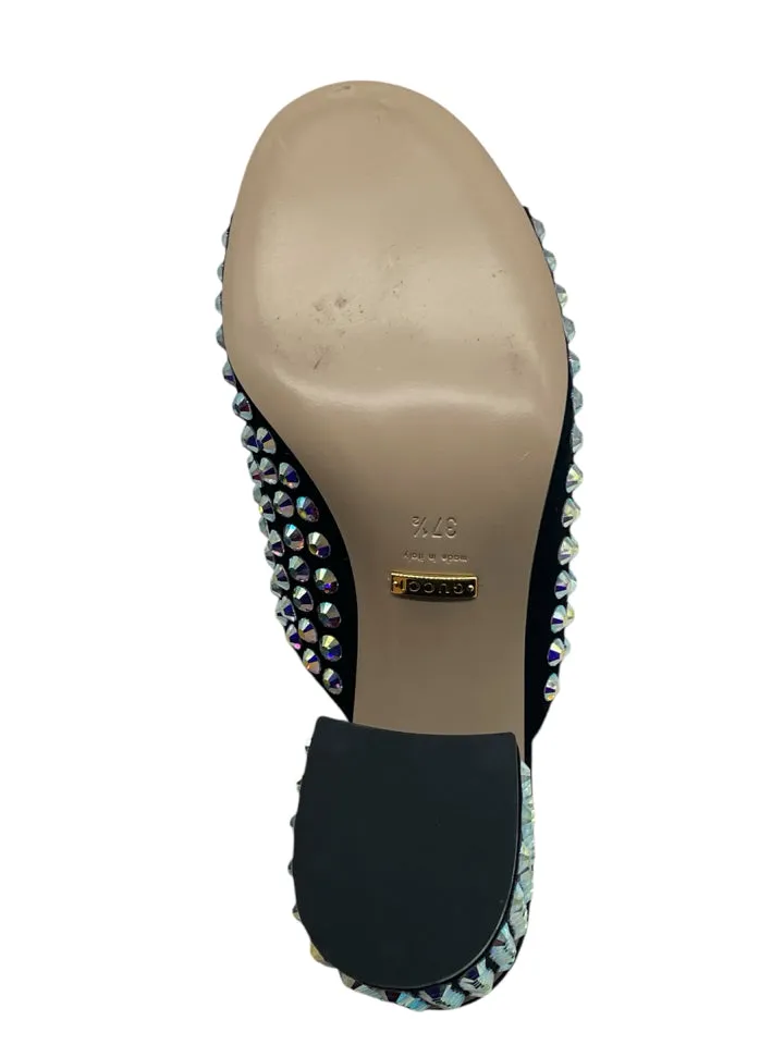 Gucci Embellished Suede Mules Women's 37.5 = US 7.5