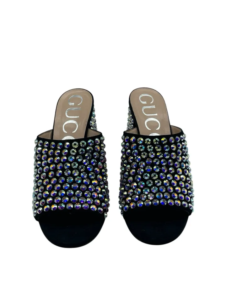 Gucci Embellished Suede Mules Women's 37.5 = US 7.5