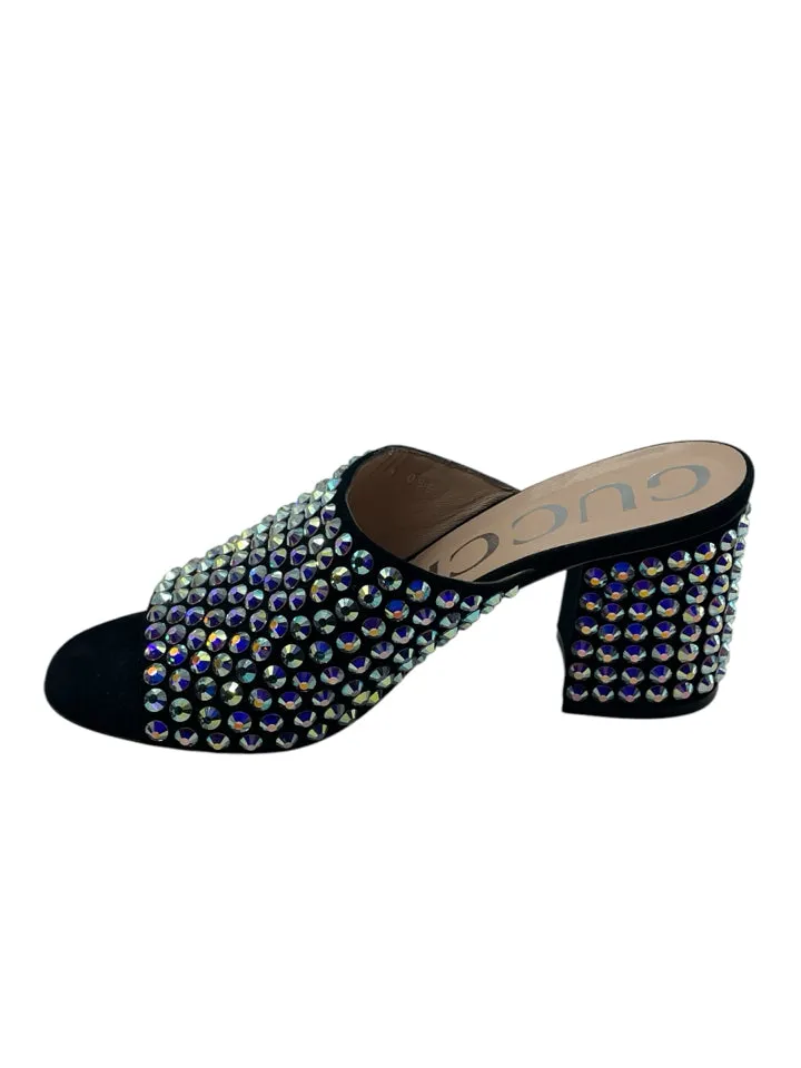 Gucci Embellished Suede Mules Women's 37.5 = US 7.5