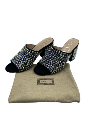 Gucci Embellished Suede Mules Women's 37.5 = US 7.5