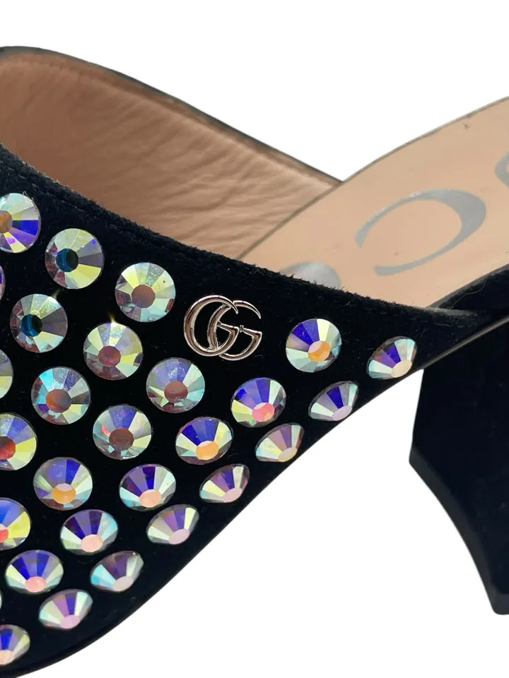 Gucci Embellished Suede Mules Women's 37.5 = US 7.5