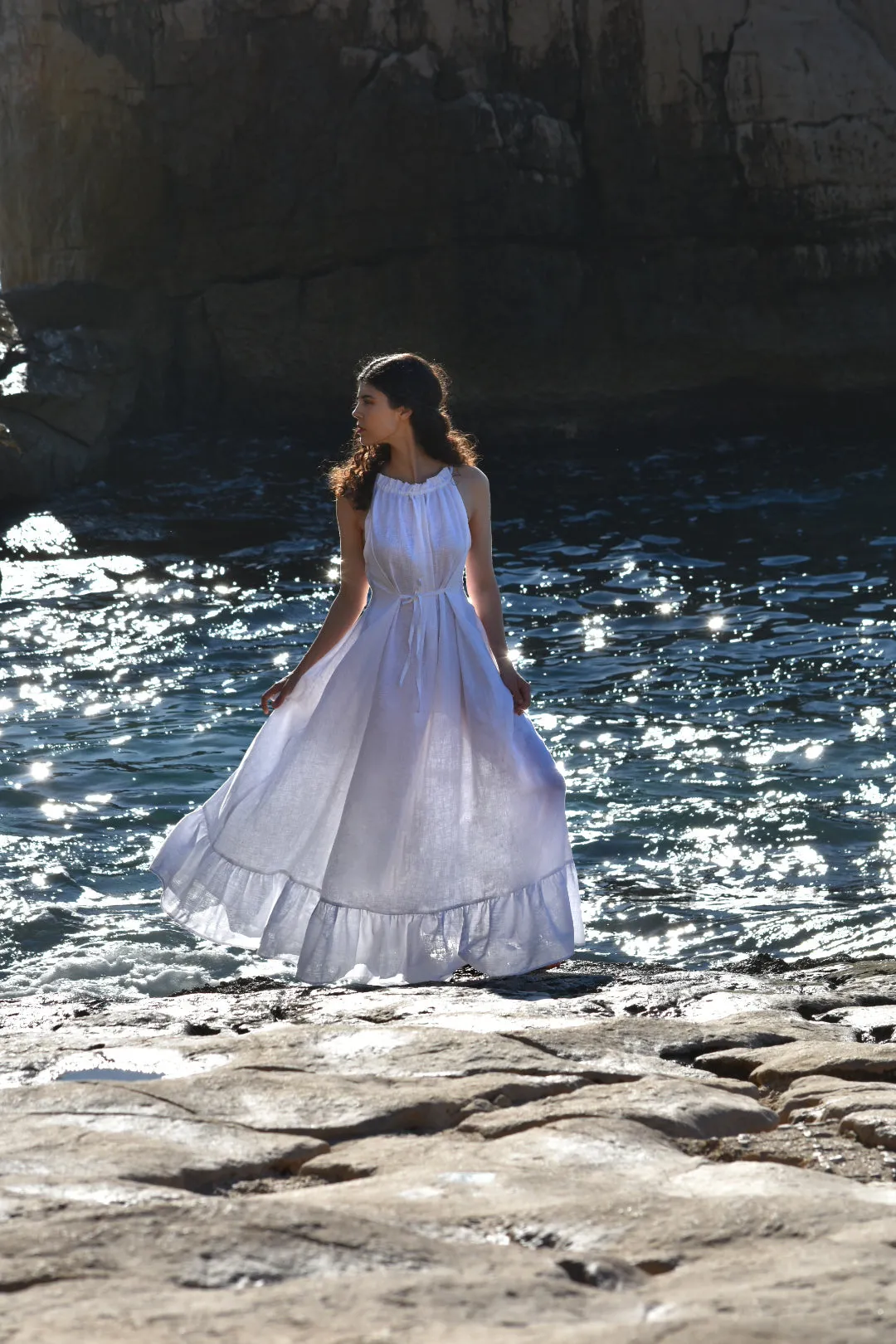 Iris Gown in White Linen (Pre-Order, Ships April 15)