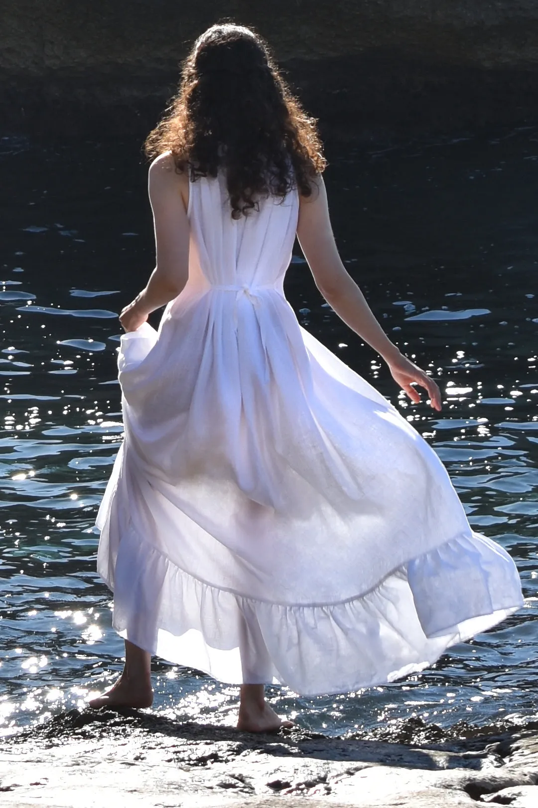 Iris Gown in White Linen (Pre-Order, Ships April 15)