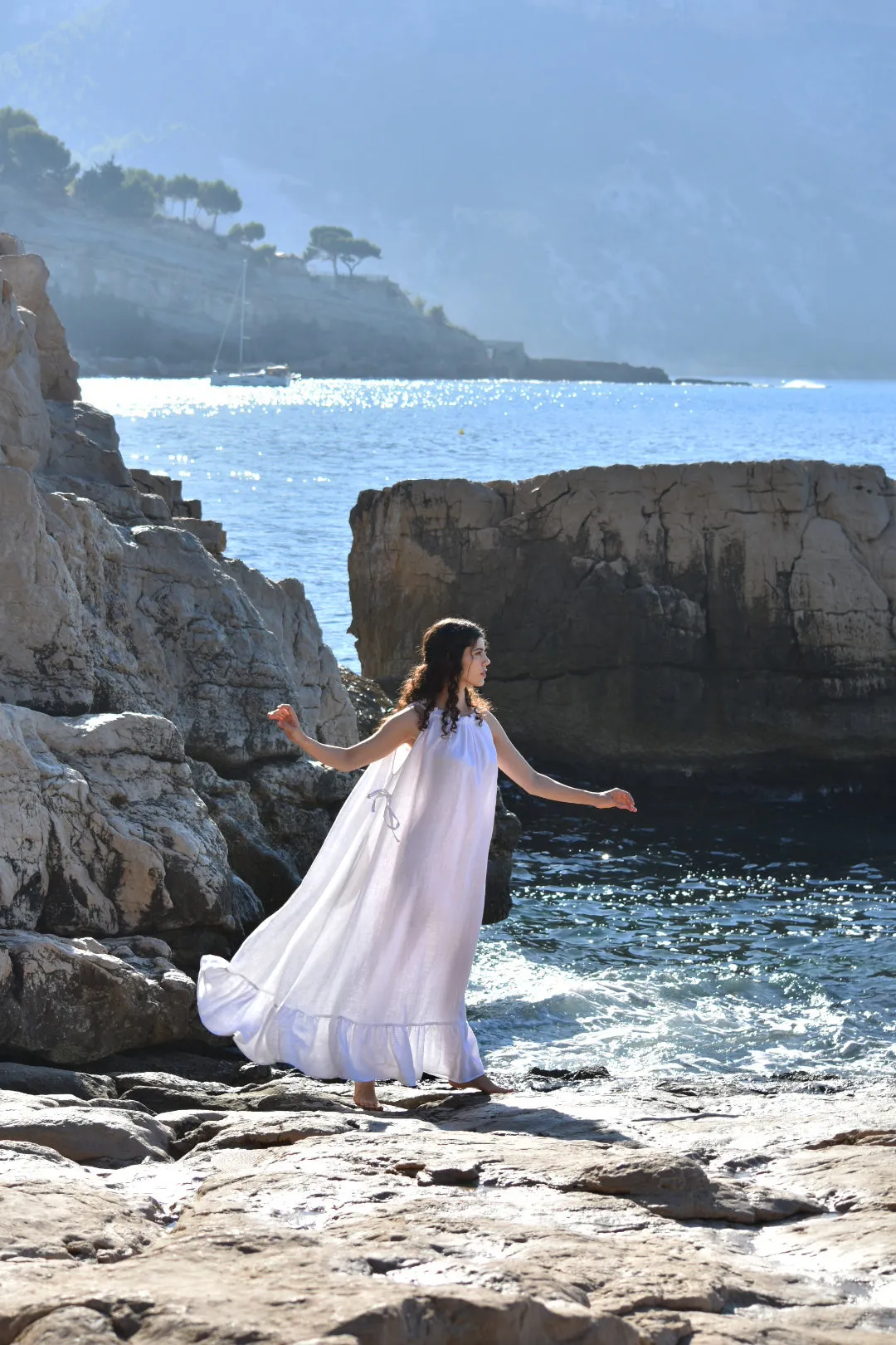 Iris Gown in White Linen (Pre-Order, Ships April 15)