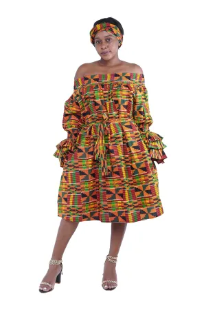 Kente Off The Shoulder Dress