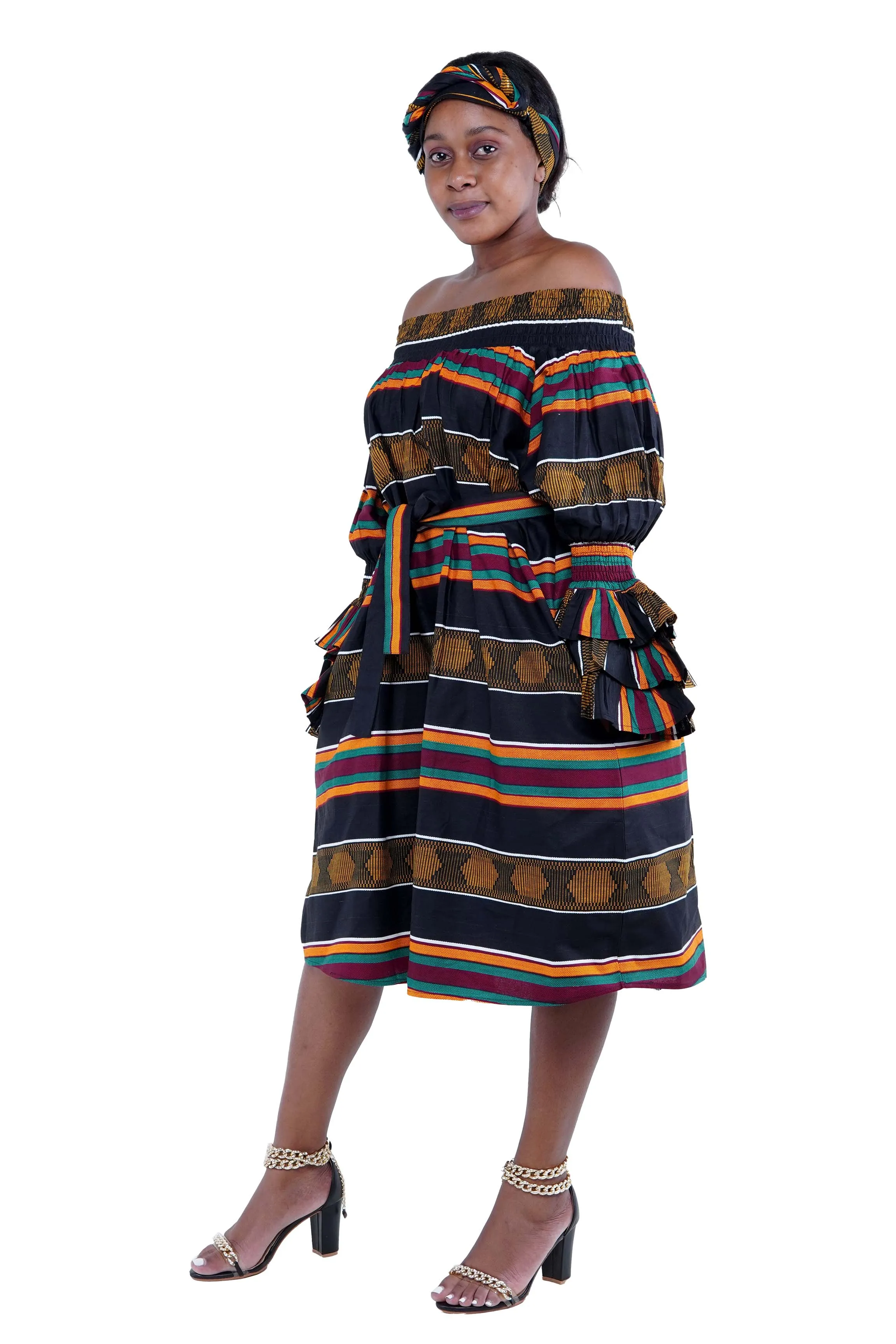 Kente Off The Shoulder Dress