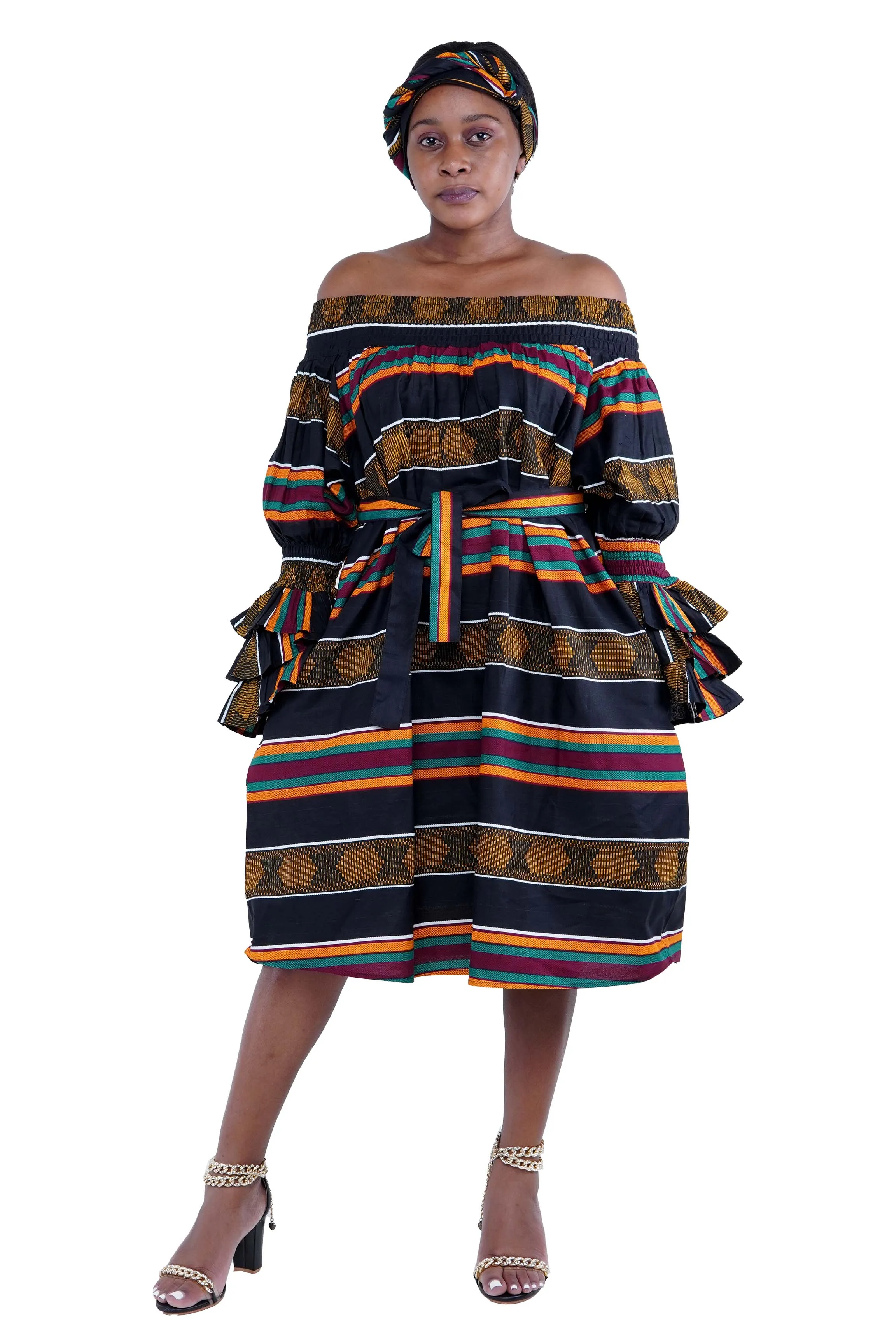 Kente Off The Shoulder Dress