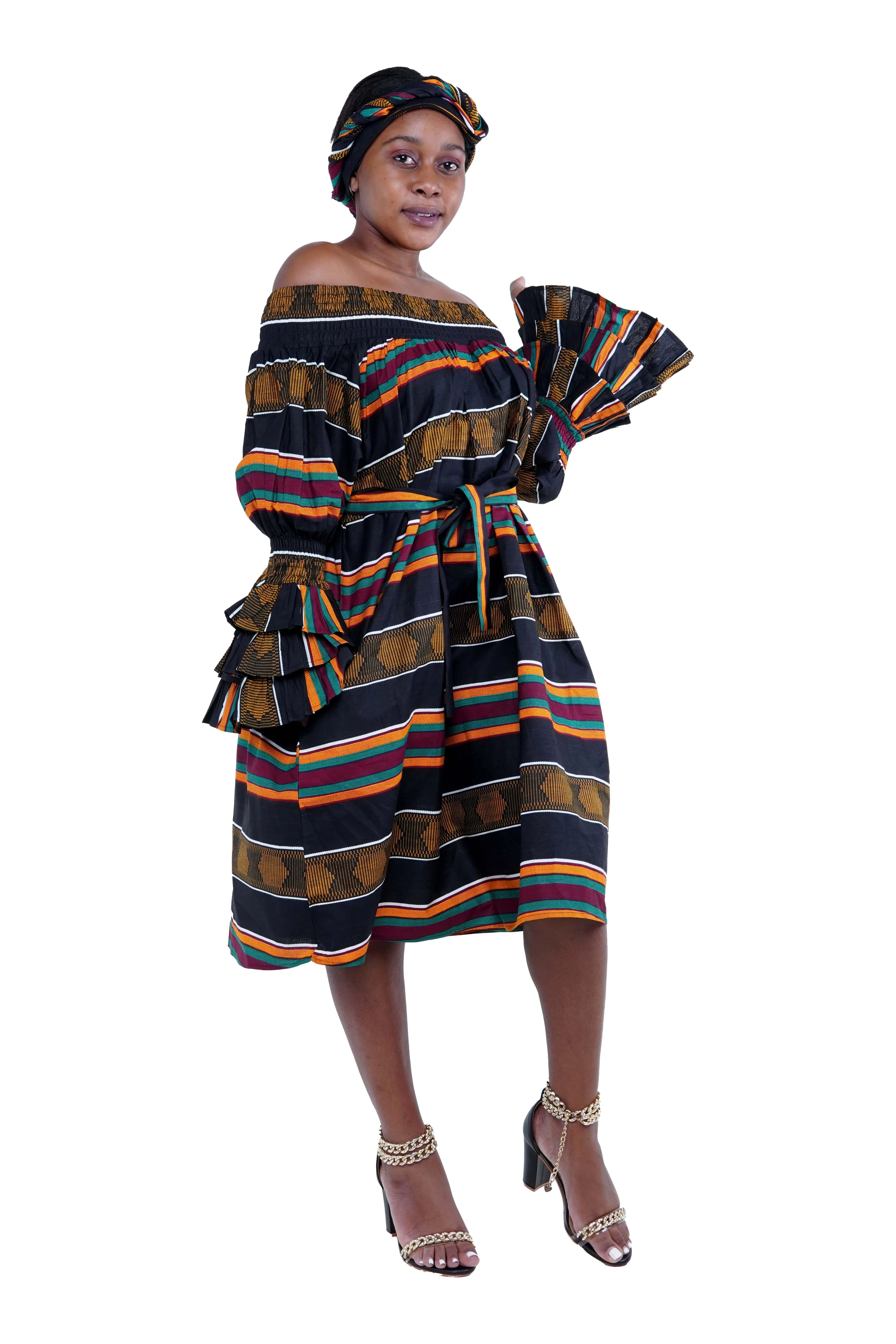 Kente Off The Shoulder Dress