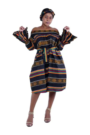 Kente Off The Shoulder Dress