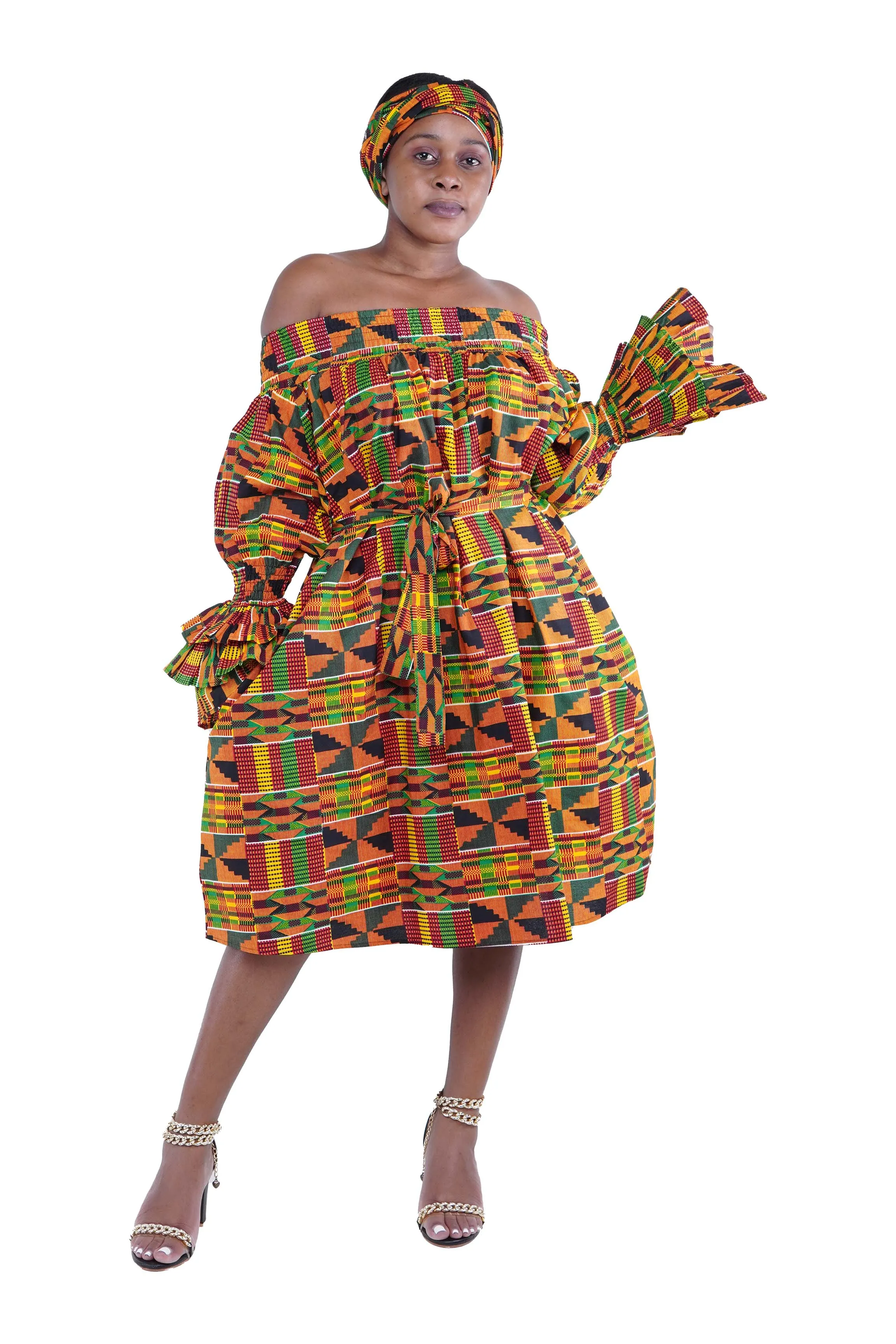 Kente Off The Shoulder Dress