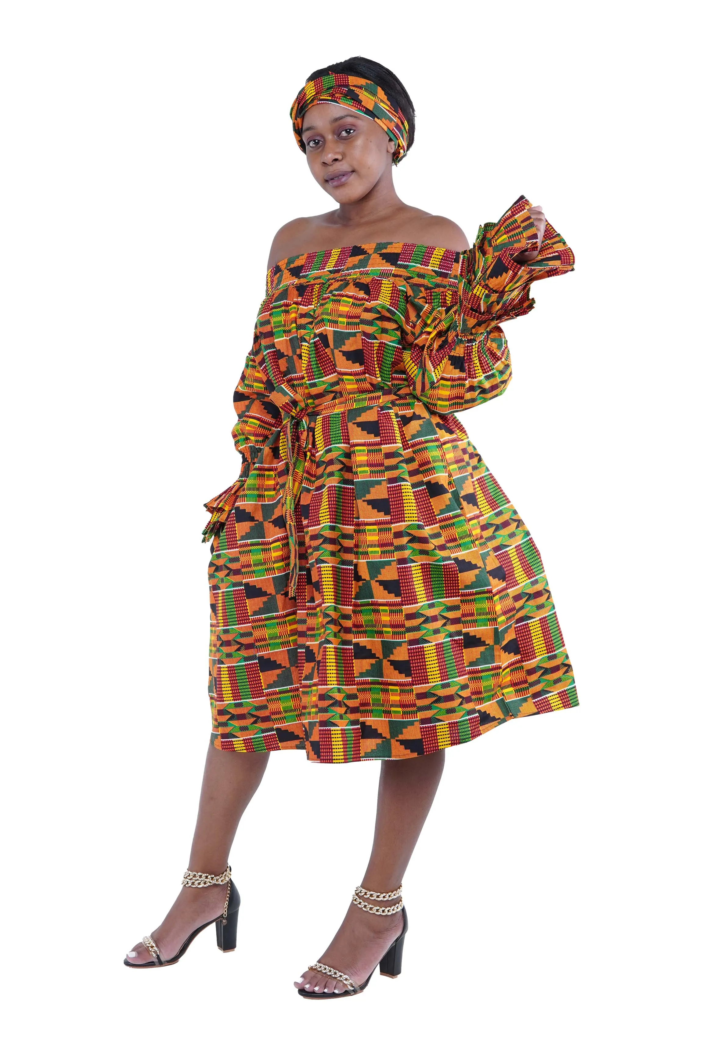 Kente Off The Shoulder Dress
