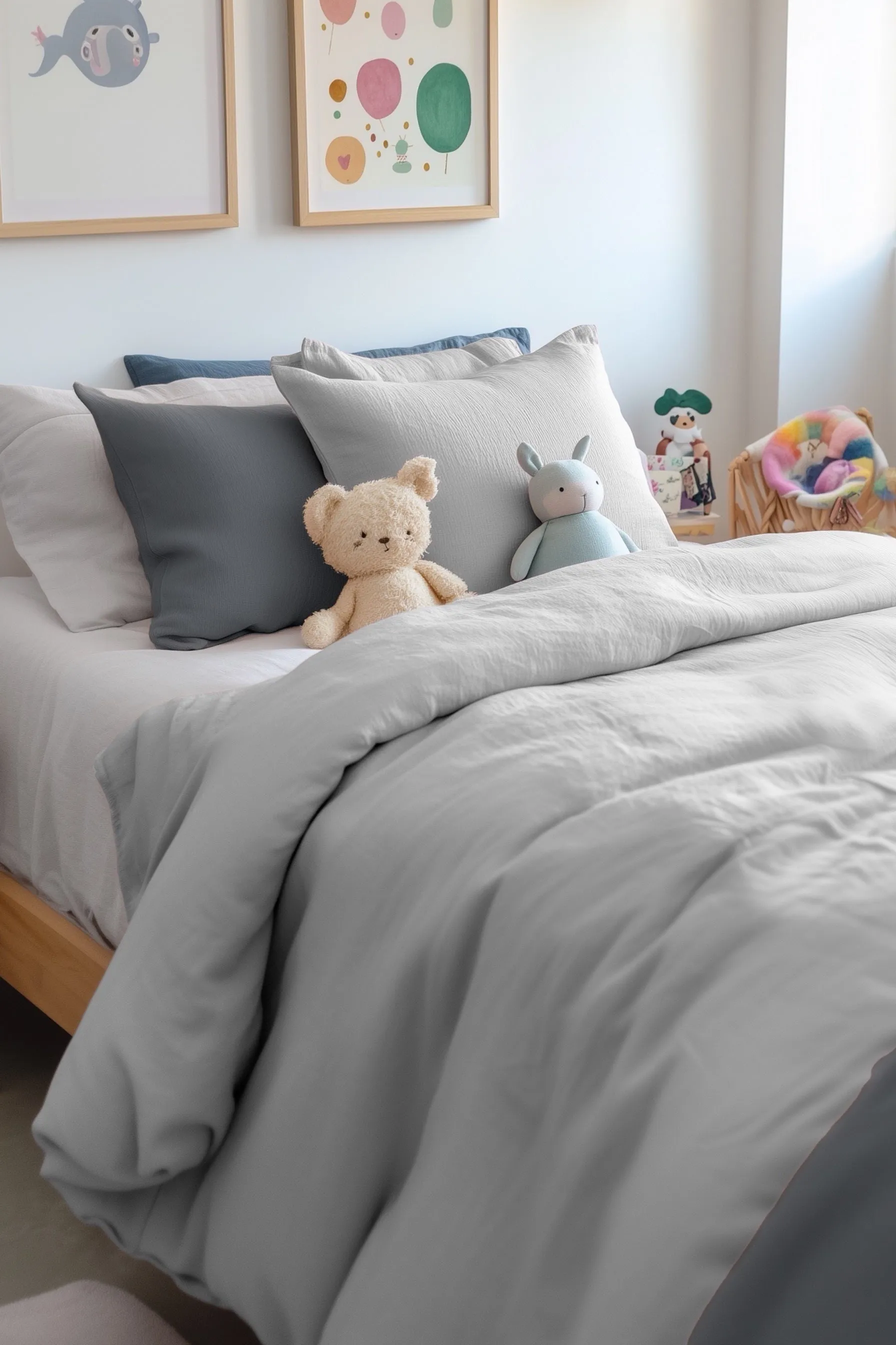 Kids Duvet Cover Set - Light Gray
