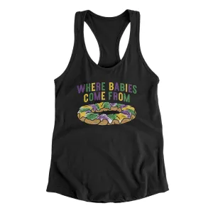 King Cake Where Babies Come From Women's Racerback Tank