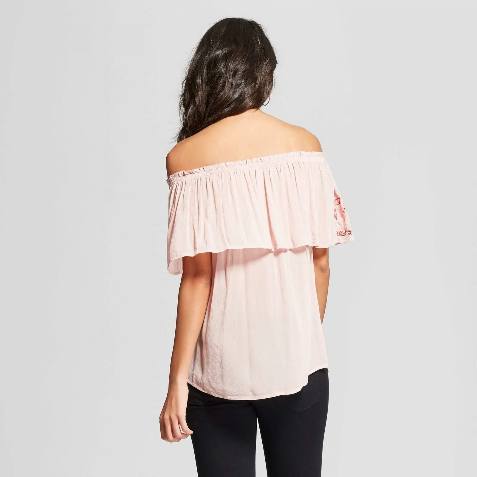Knox Rose Women's Floral Embroidered Off The Shoulder Blouse Top