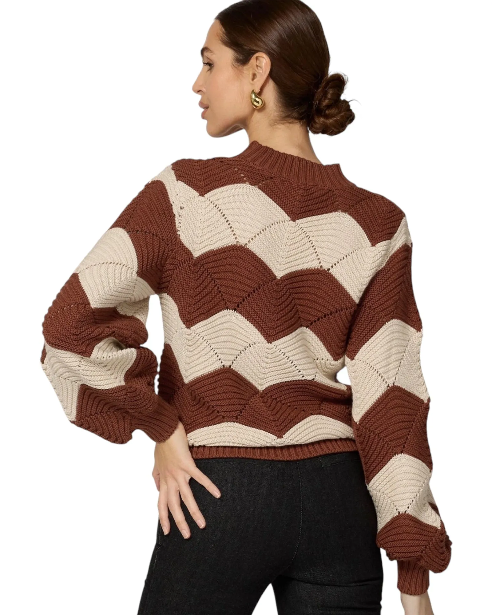 Kori Scallop Stitch Sweater | Terracotta & Ivory