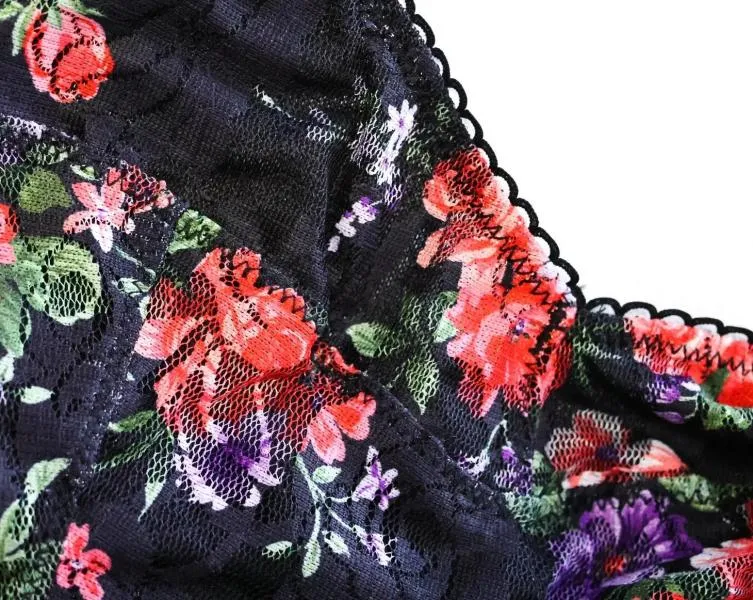 Lace Underwire Bustier - Black Floral -