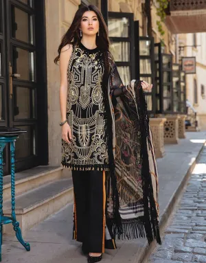 Latest Indian embroidered linen dress in deep black color # P2414