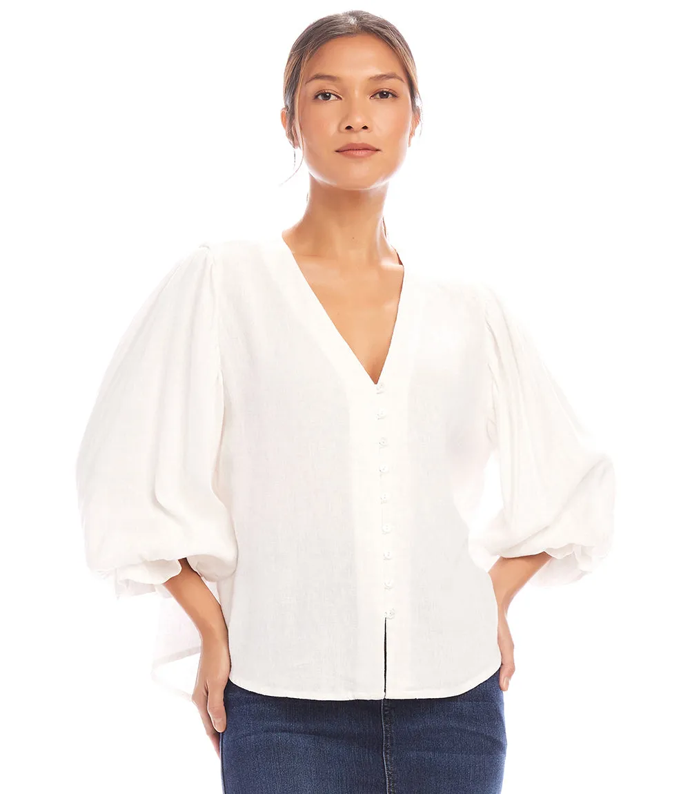 Layered Sleeve Shirred Blouse