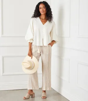 Layered Sleeve Shirred Blouse