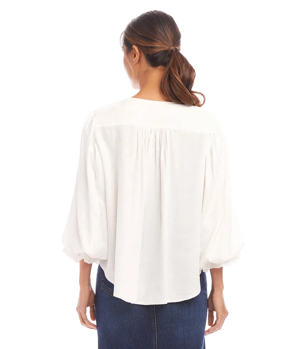 Layered Sleeve Shirred Blouse