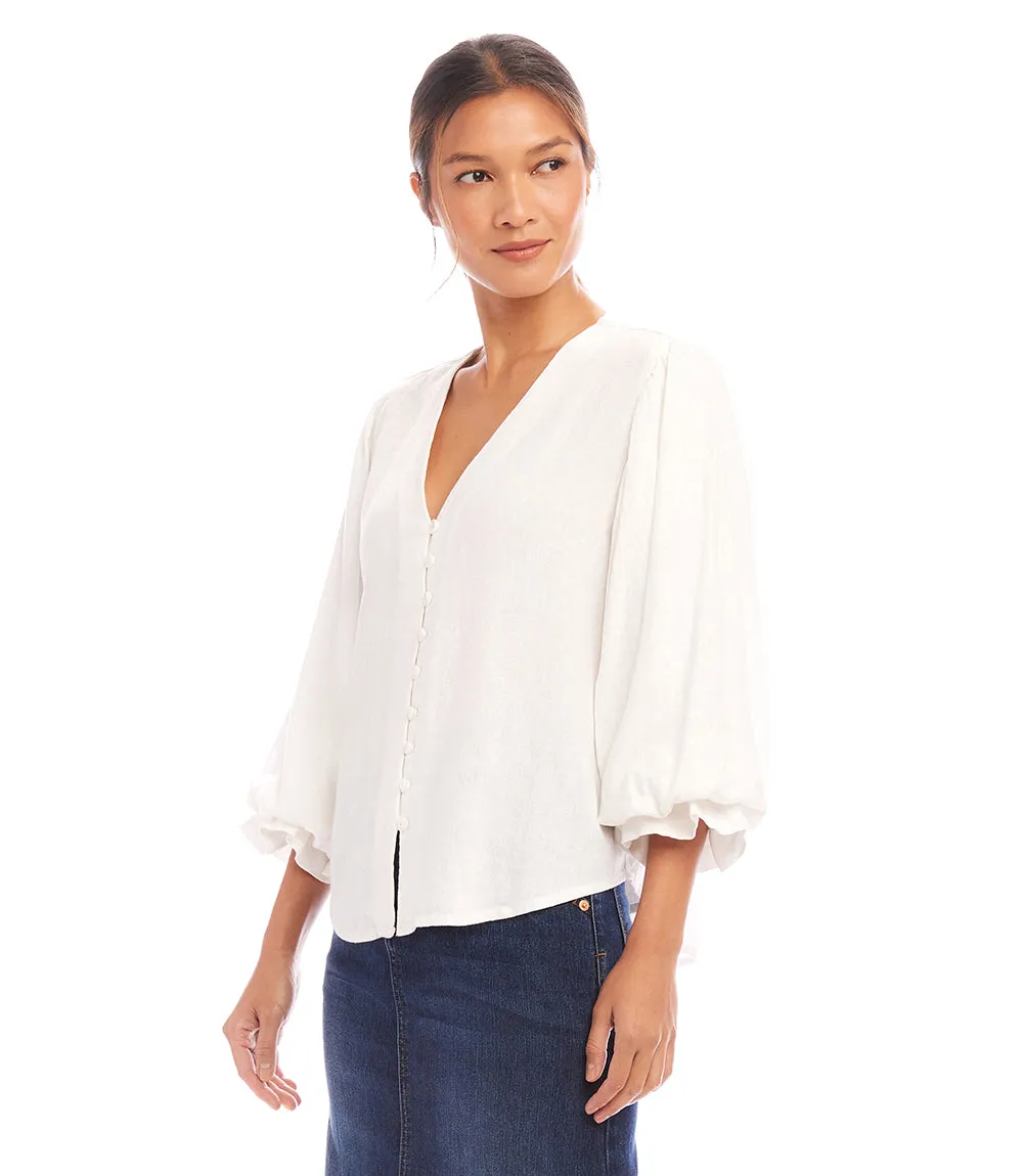 Layered Sleeve Shirred Blouse