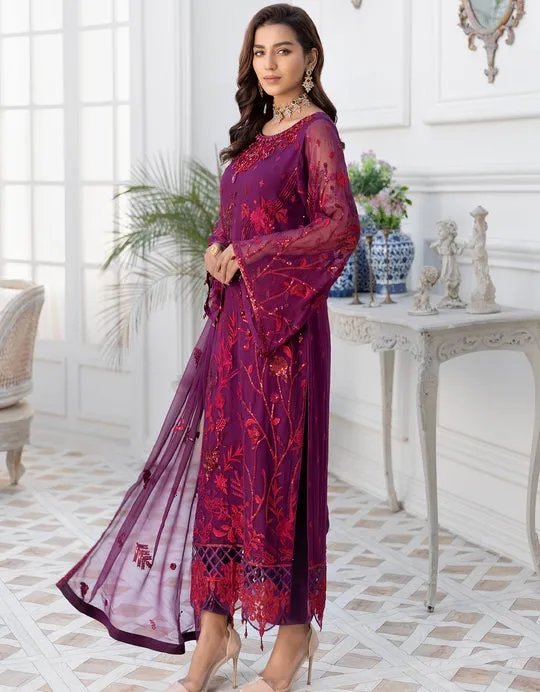 LF 401 | Emaan Adeel Le Festa Premium Formals Vol 4 |  Unstitched Embroidered Chiffon Suits