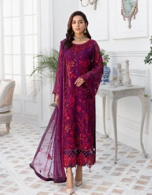 LF 401 | Emaan Adeel Le Festa Premium Formals Vol 4 |  Unstitched Embroidered Chiffon Suits