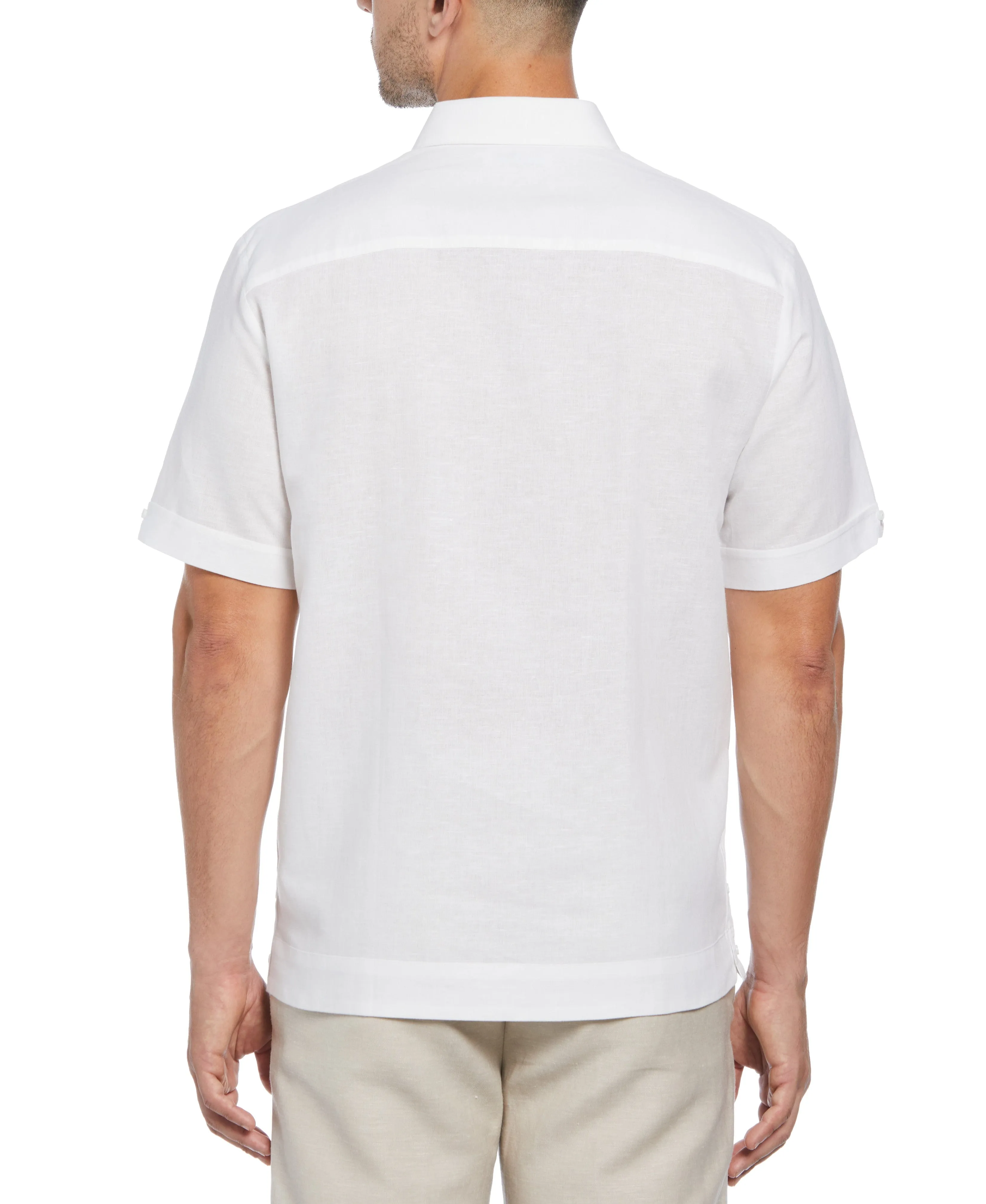 Linen Blend No-Pocket Guayabera Shirt