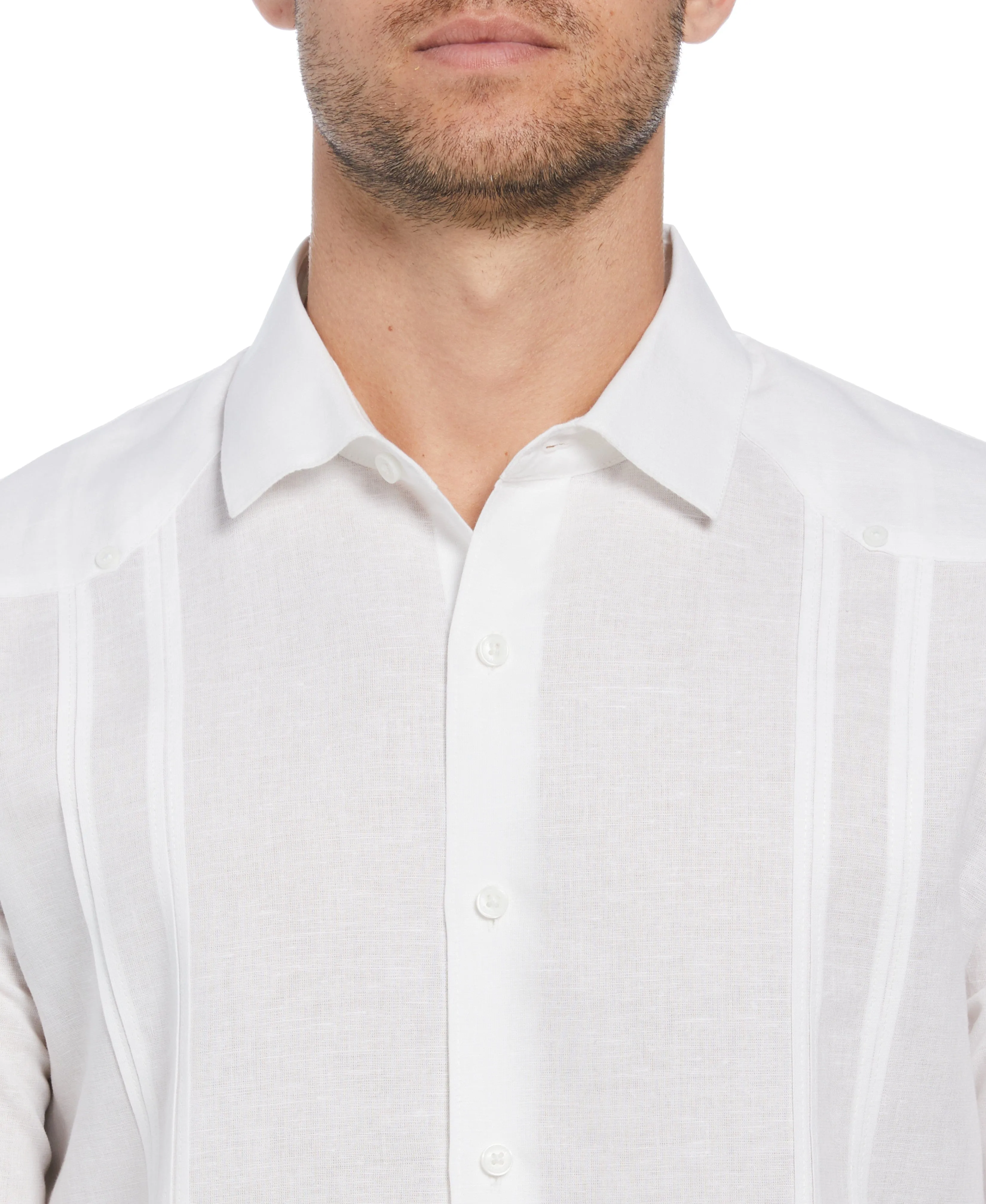 Linen Blend No-Pocket Guayabera Shirt