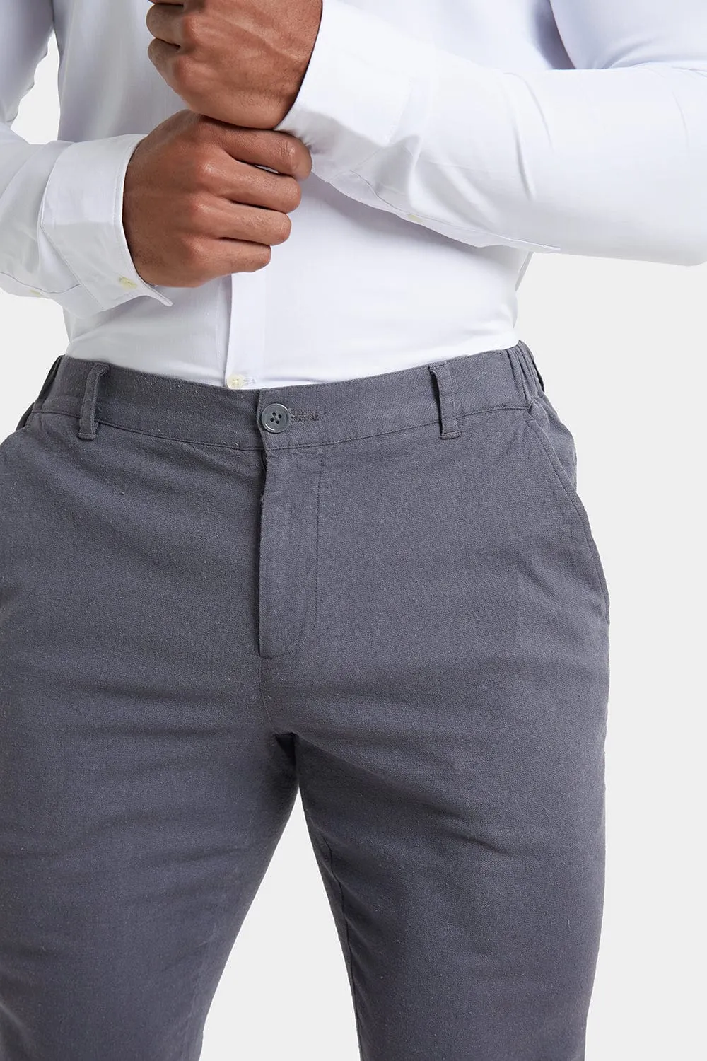 Linen-blend Trousers in Grey