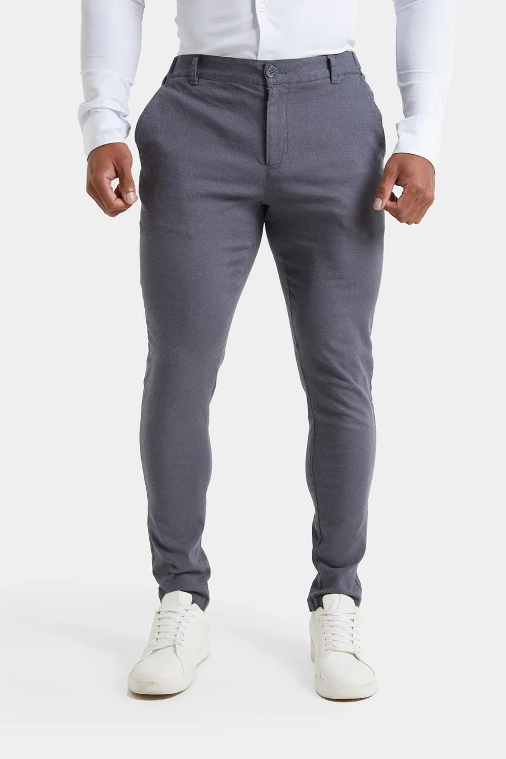 Linen-blend Trousers in Grey