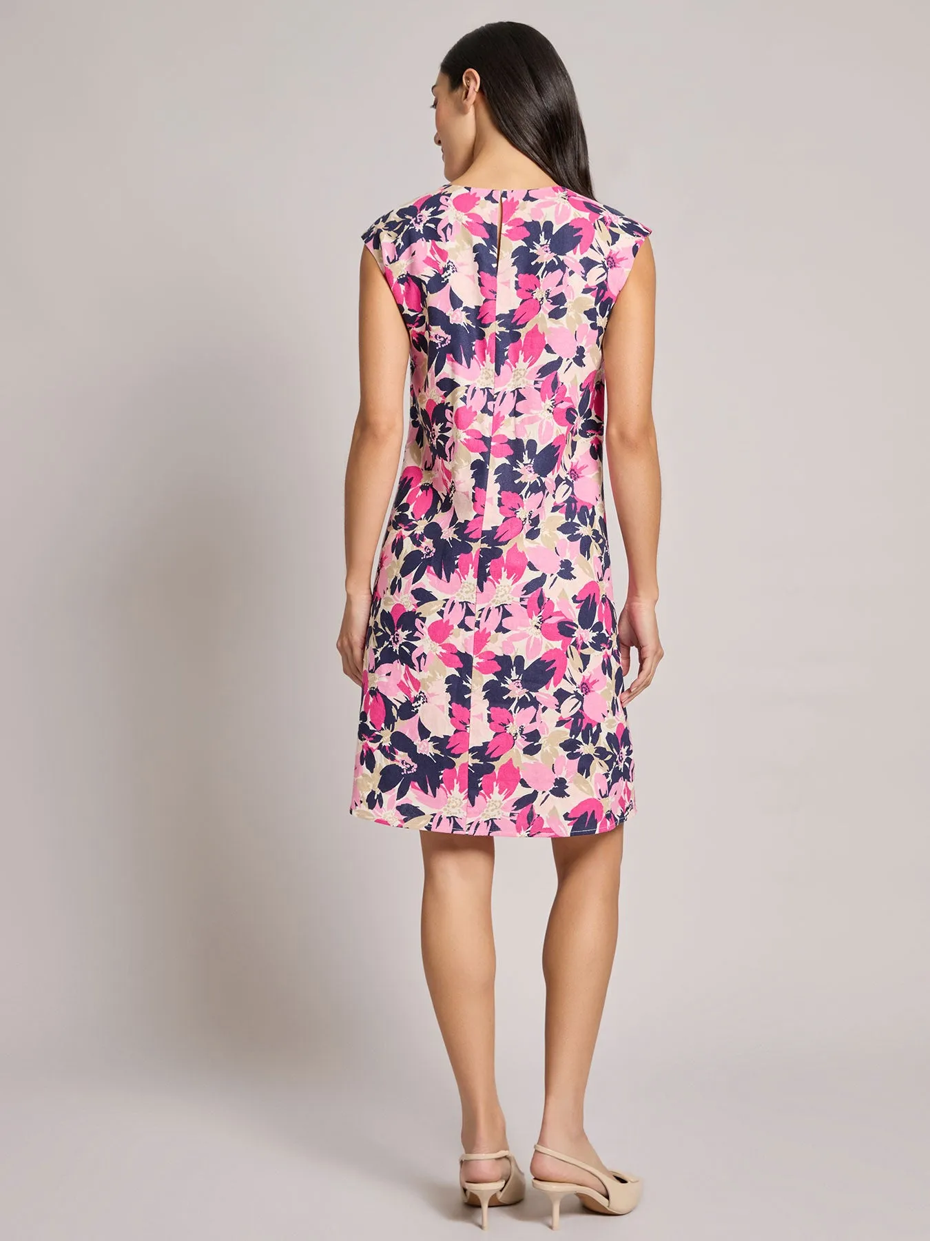 Linen Cap Sleeve Swing Dress