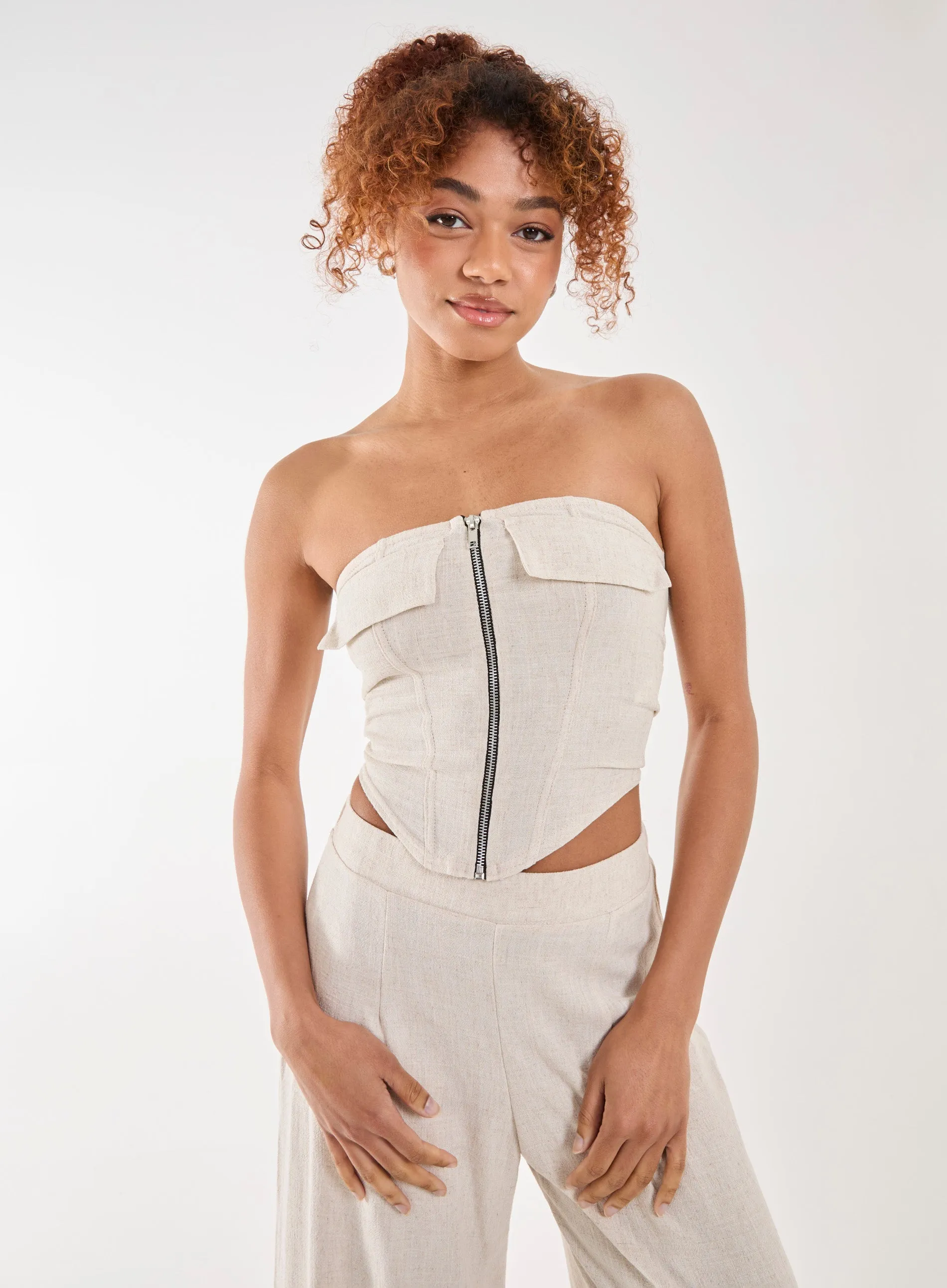 Linen Cargo Corset Top