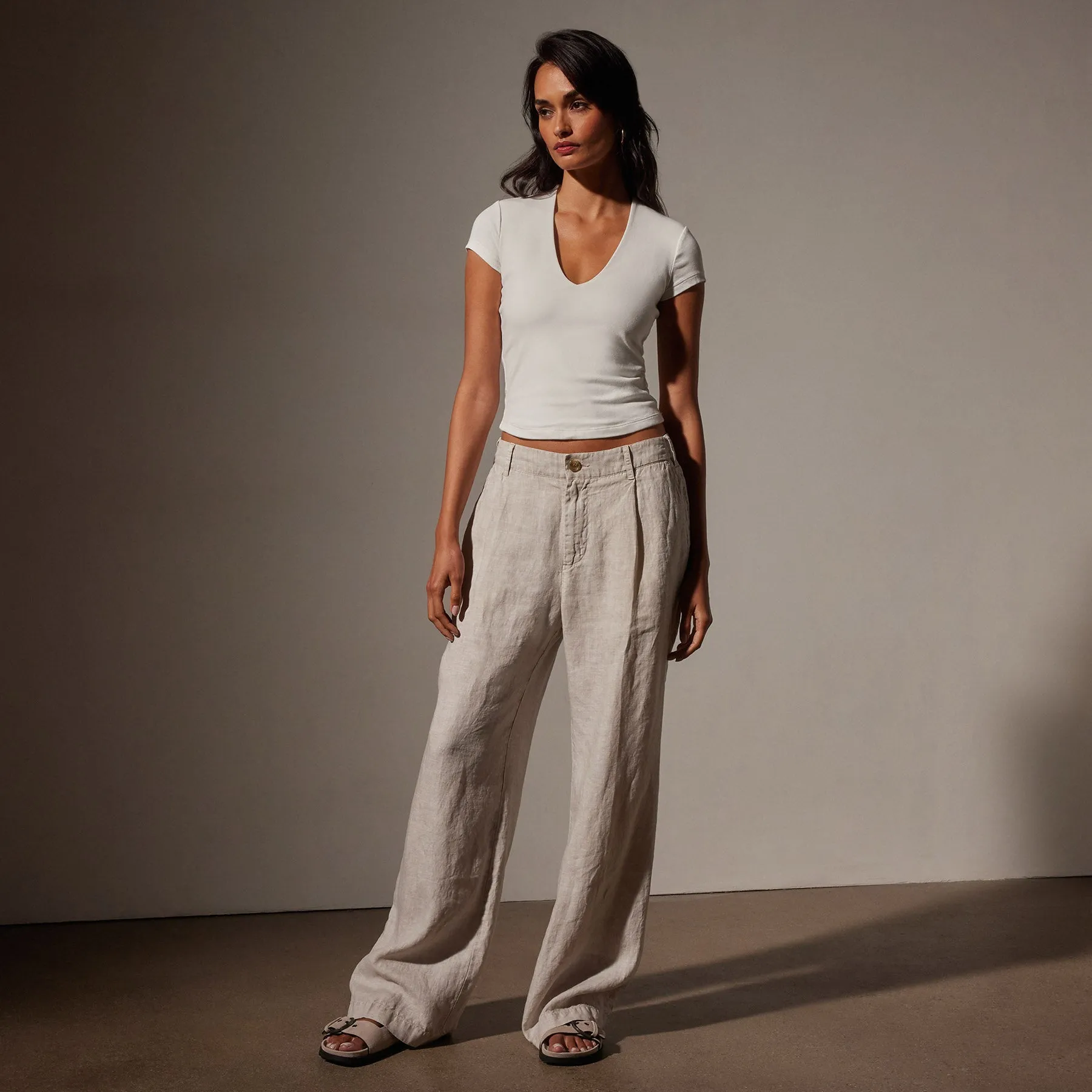 Linen Pleated Pant - Salt Pigment