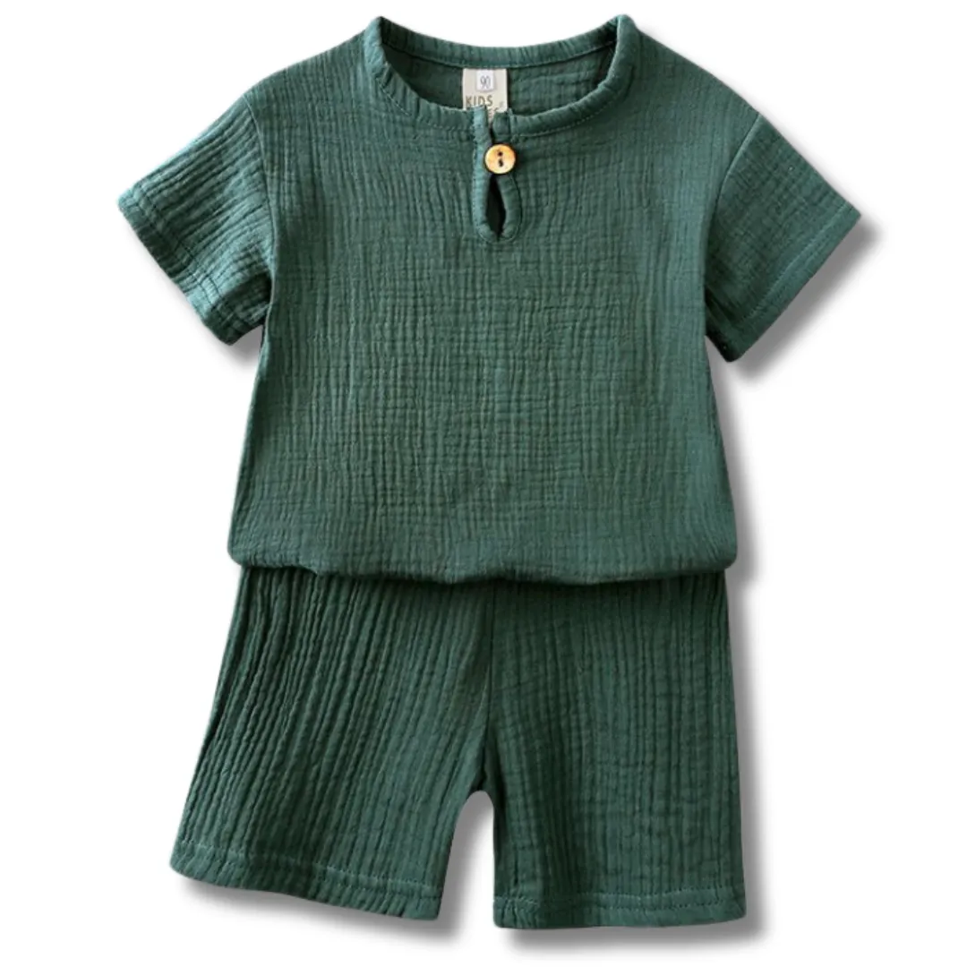Linen Short Set - Dark Sage