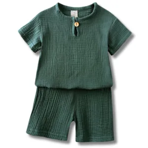 Linen Short Set - Dark Sage
