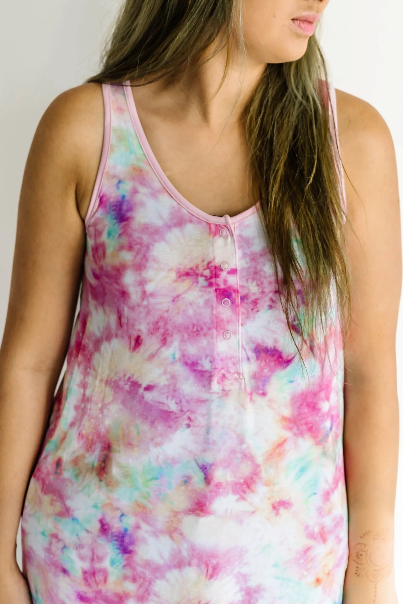 Little Sleepies Cotton Candy Tie Dye Women's Tank Nightgown