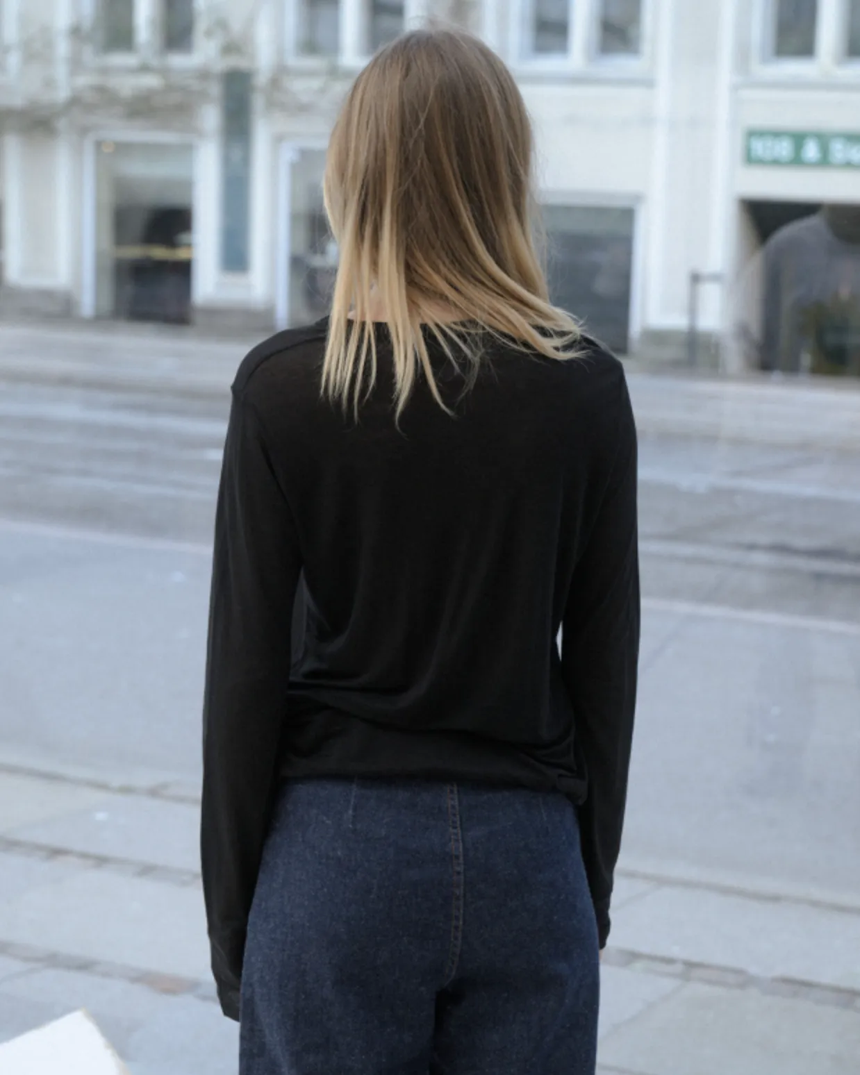 Long Sleeve Bamboo Tee, Black