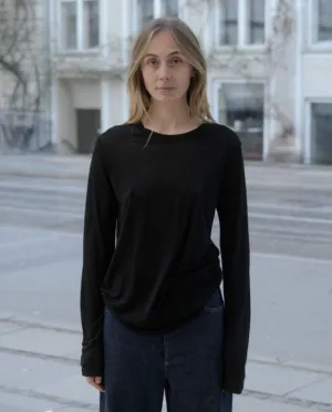Long Sleeve Bamboo Tee, Black