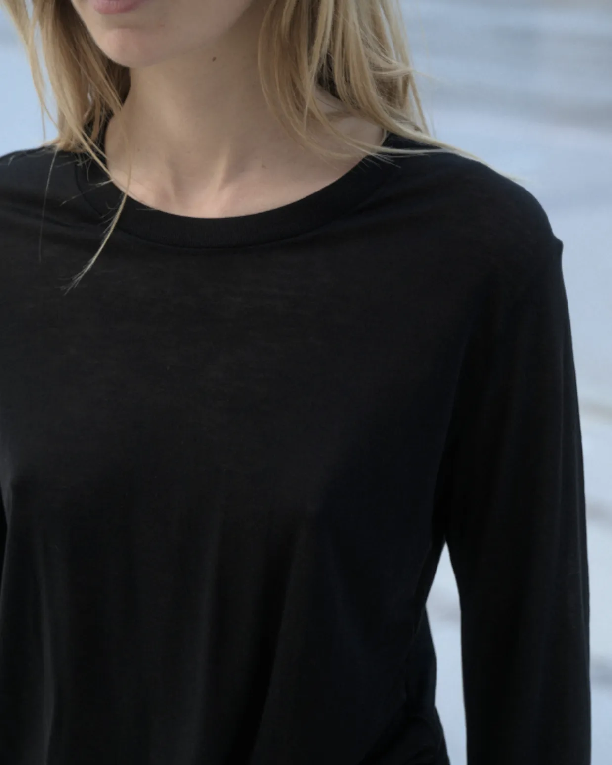 Long Sleeve Bamboo Tee, Black