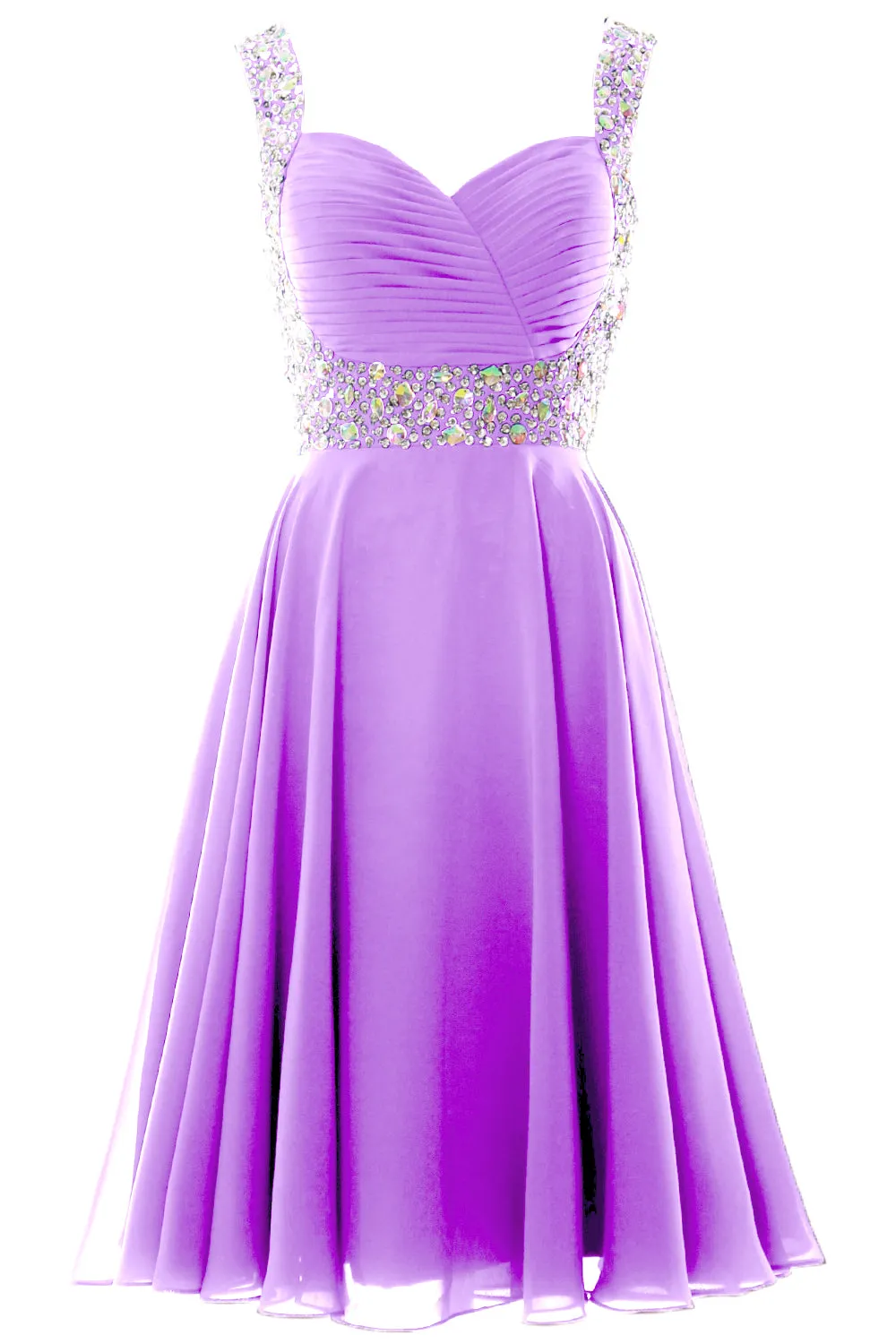 MACloth Elegant Straps Cocktail Dress Chiffon Short Wedding Party Formal Gown